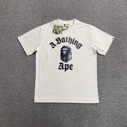 A Bathing Ape College Tee in Light Heather Grey, Size Large