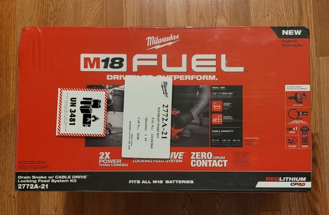 New Milwaukee M18 Fuel Drain Snake Kit $350 Firm. Pickup Only 