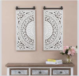 Carved Wood Wall Art, 33" Wooden Wall Sculptures