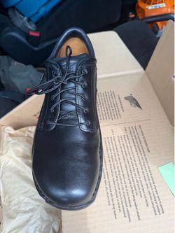 Red wings steel toe work shoes.