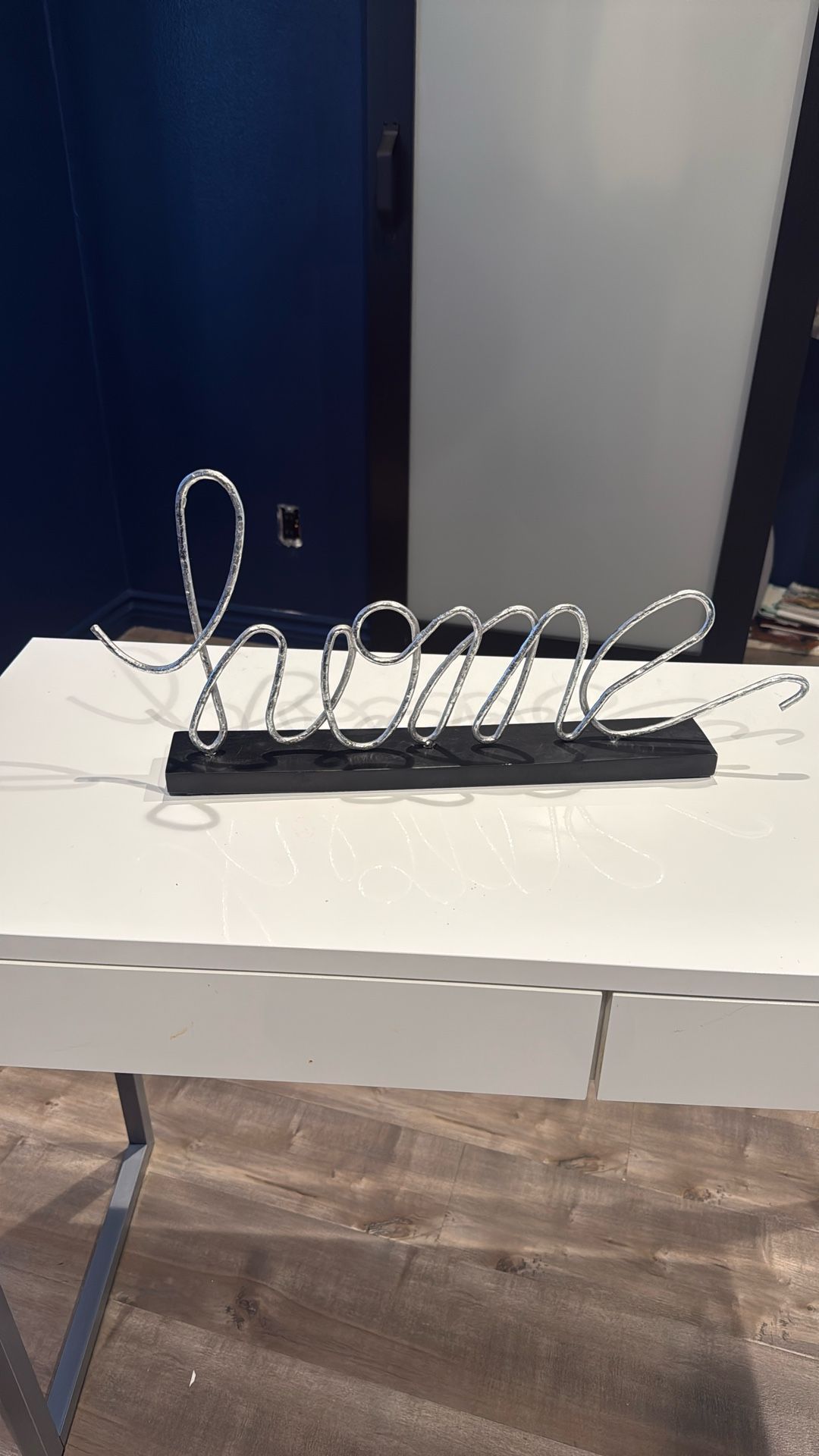 Title: Modern Wire “Home” Table Decor