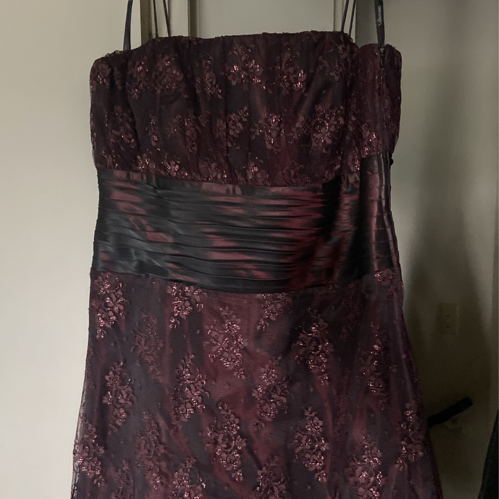 Black And Burgundy Strapless Dress