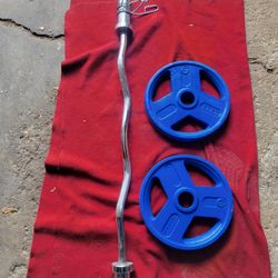 OLYMPIC  2" HOLE.   EZ-CURL BAR WITH   2-25s .  TOTAL 50LBs
11525 S HALSTED DUNKIN DONUTS/
7111  S. WESTERN WALGREENS 
80$     CASH ONLY.  AS IS