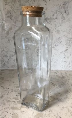 Vintage Ann's House of Nuts Clear Glass Bottle / Jar with Cork container storage decor home house