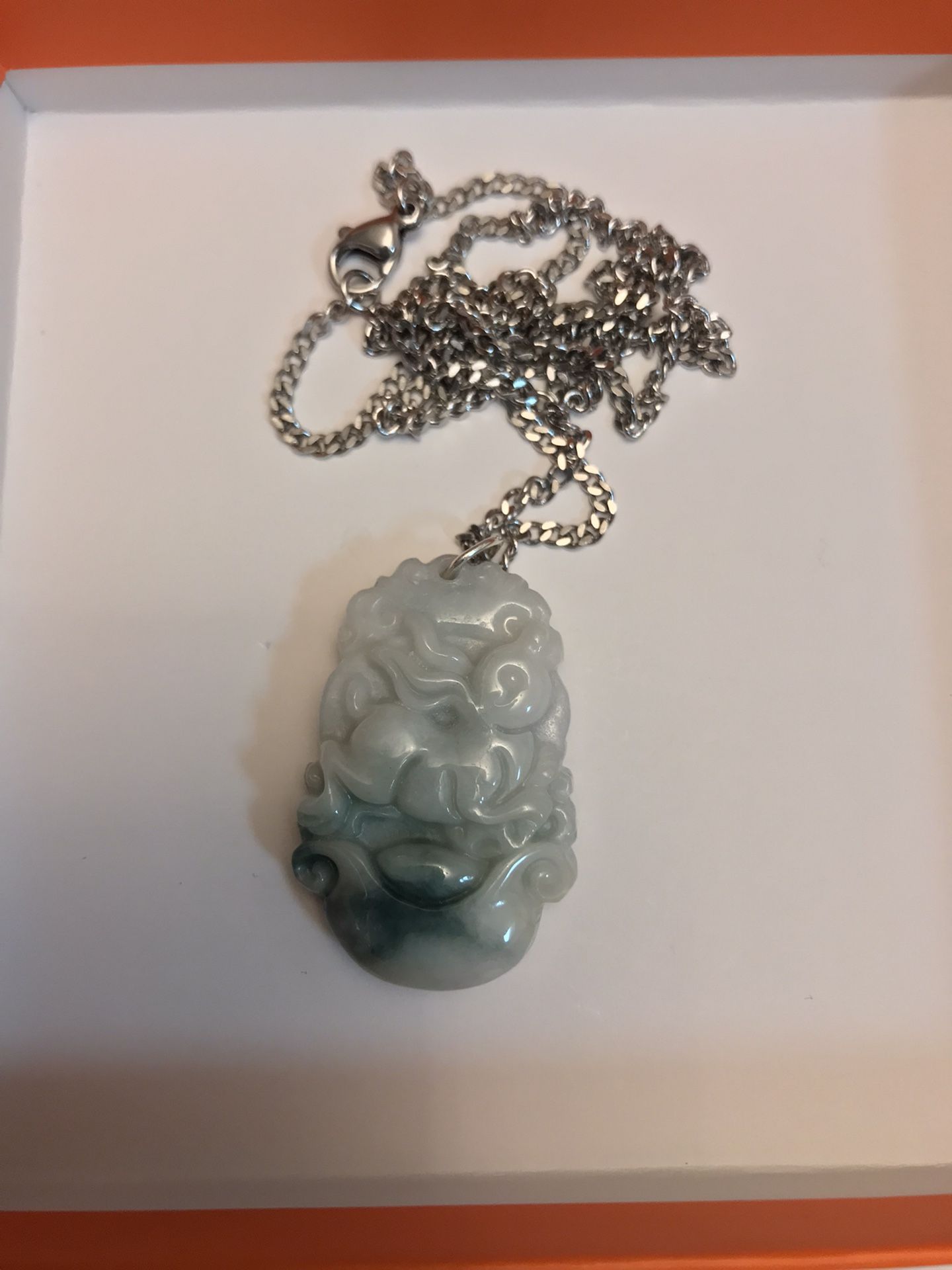 Natural Jade Stone Carving Rabbit With Necklace