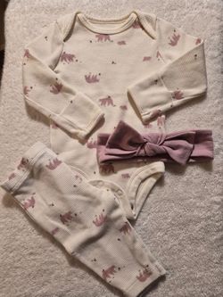 NEW! Girl 3-Piece Waffle Knit Set, 3 Mo