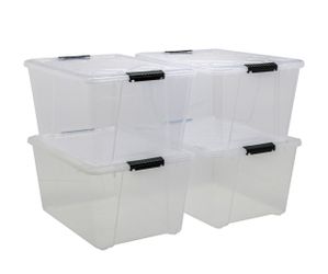 Greenmade InstaView 45 Quart Storage Bin with Latching Lid, 4-pack