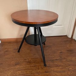 Round Bar Table, 33" Tall Pub Table, Cocktail Table with Metal Legs, Counter Table Height Adjustable, Bar Height Table Side Table End Table for Living