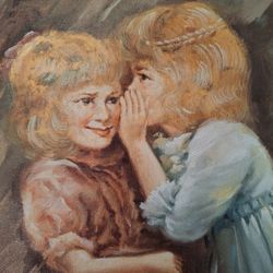 BEAUTIFUL Vintage Oil PAINTING ON CANVAS SIGN  Great Condition 