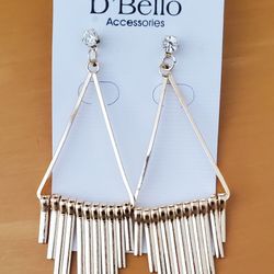 NEW D'Bello Gold Triangle Dangle Earrings