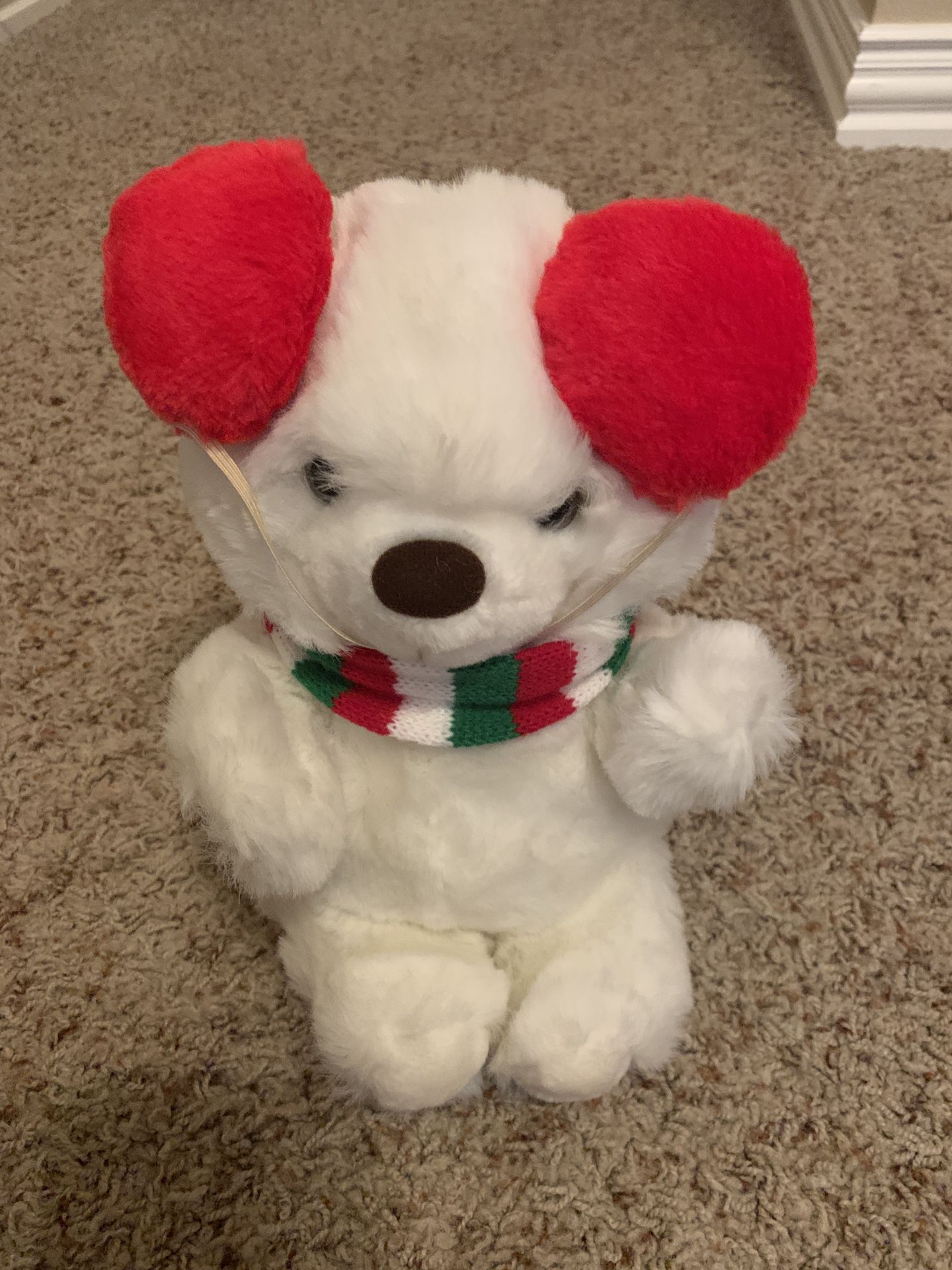 Just Friends Teddy Bear Plush with Red Earmuffs and Scarf