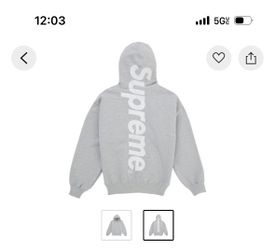 Supreme Satin Applique Hooded Sweatshirt (SS26) Heather Grey (2XL)