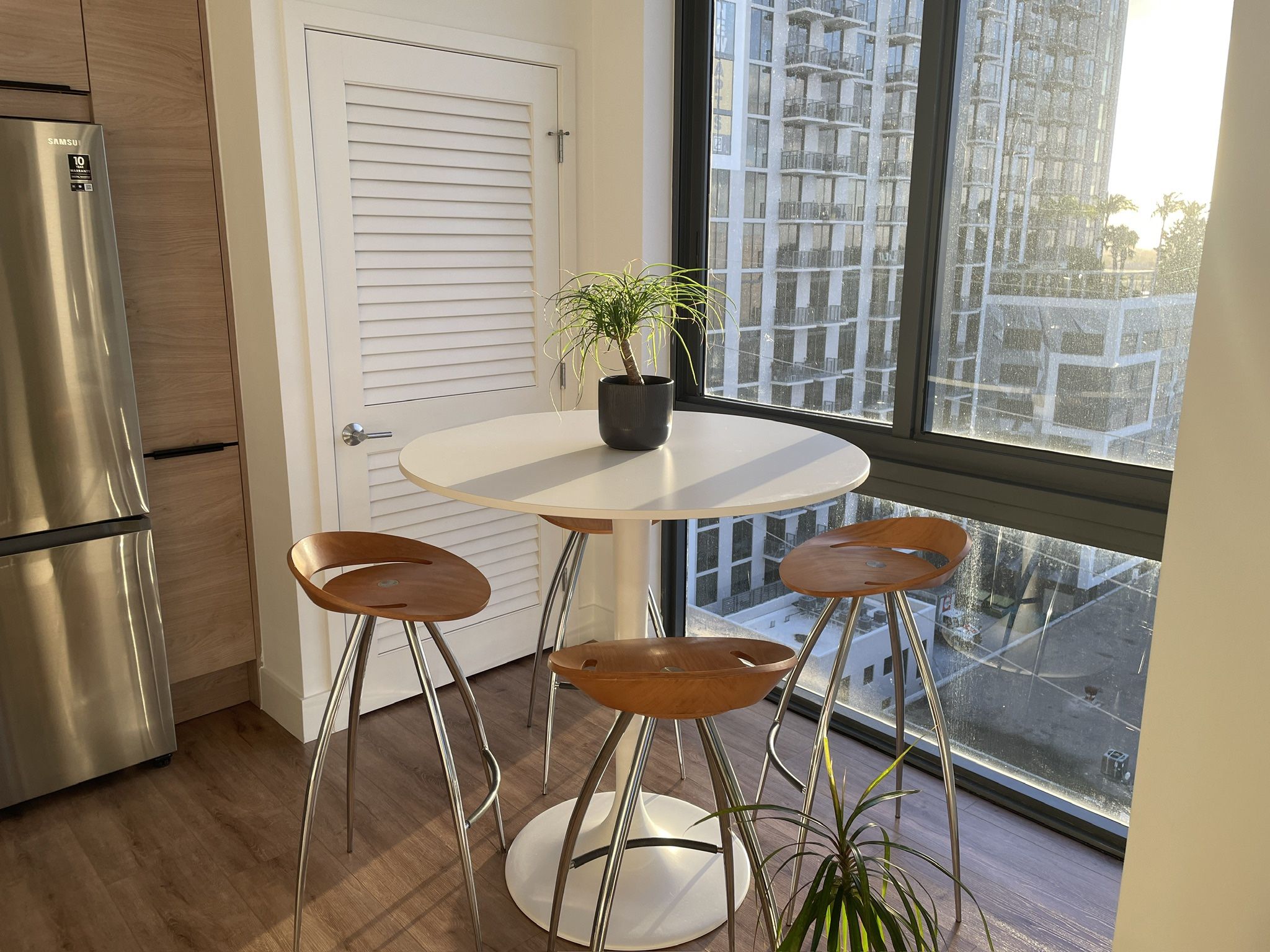IKEA Docksta Bar Table + Modern Mid-Century Bar Stools