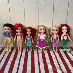 Lot of 6 Disney Princess Toddler Dolls - Ariel, Rapunzel, Snow White