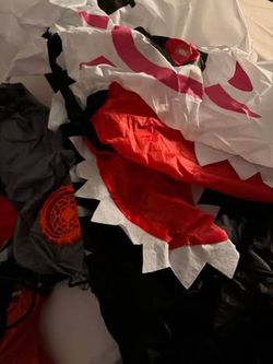 Brand New - Kids Medium (7-12yrs) Inflatable Dragon Skeleton Halloween Costume W/LED light up eyes