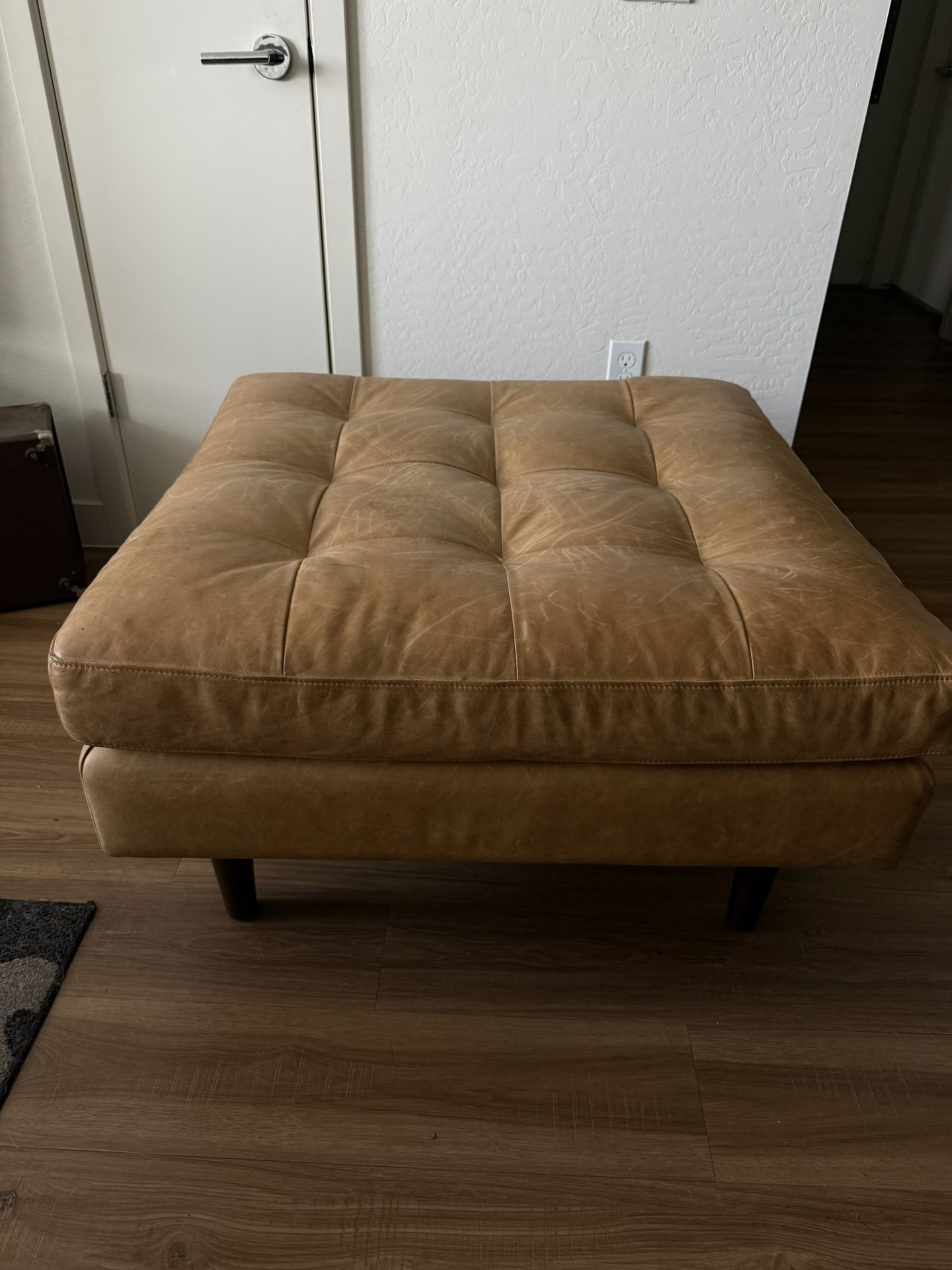 Brown Leather Ottoman 2.10 x2.10 x 1.5 ft