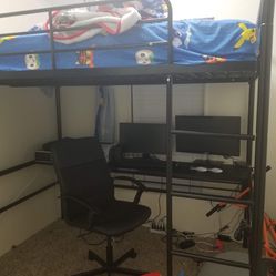 Full Size loft Bed with desk