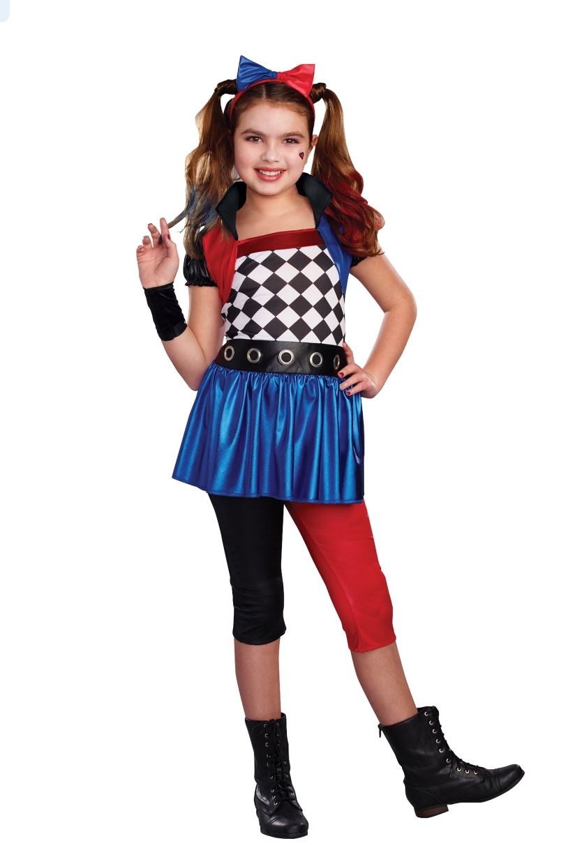 Halloween Harlequin Big Girls Child Costume New