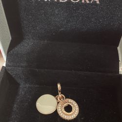 Pandora 14K Rose Gold Sparkling Pave Crown Dangle Charm #789055C01 NEW