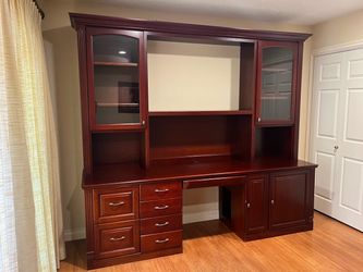 Cherry Wood Executive Desk with Hutch