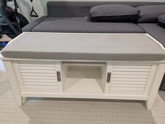 White Storage Bench with Cushion