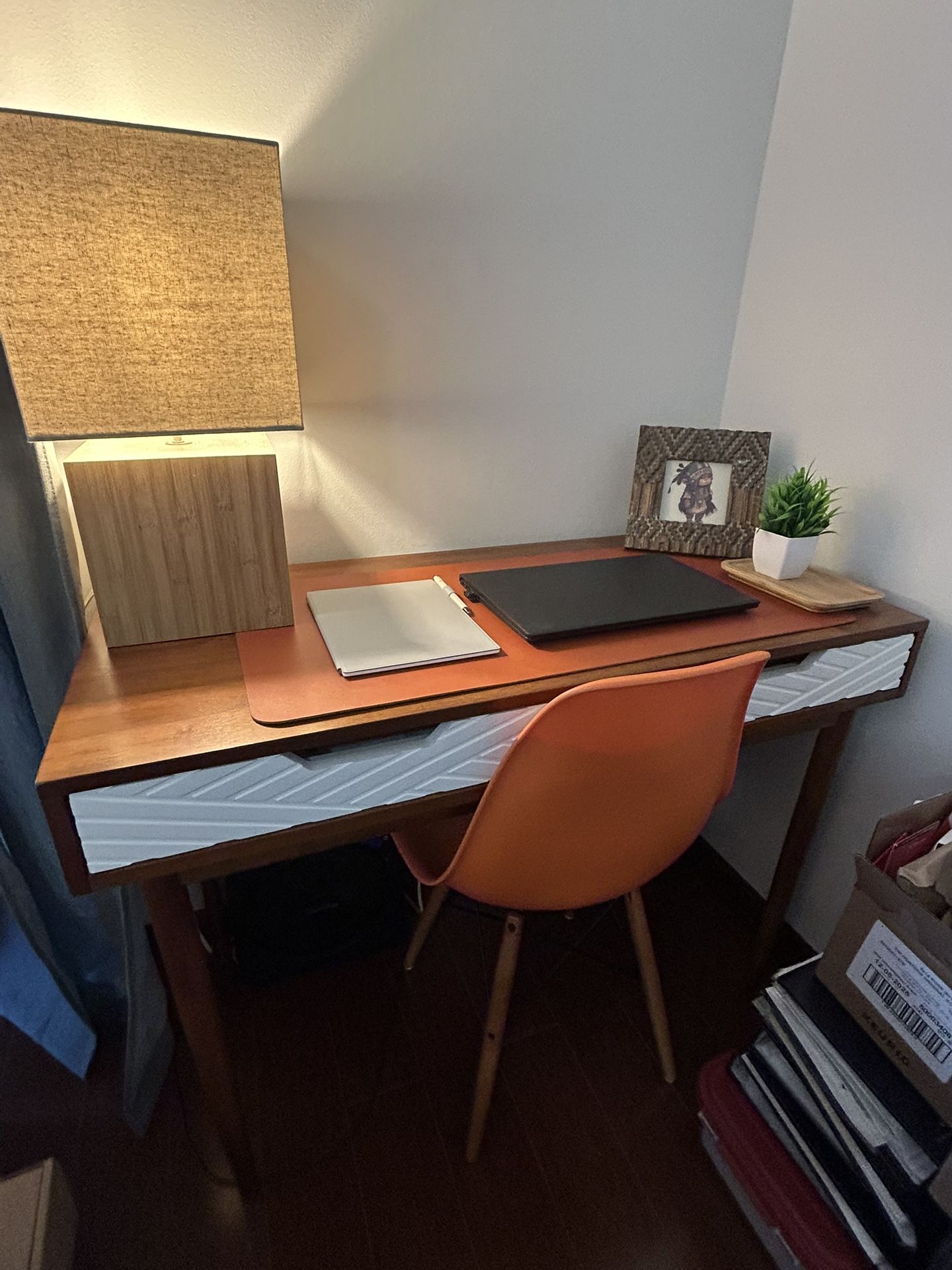 Wood Art Deco Desk And Chair