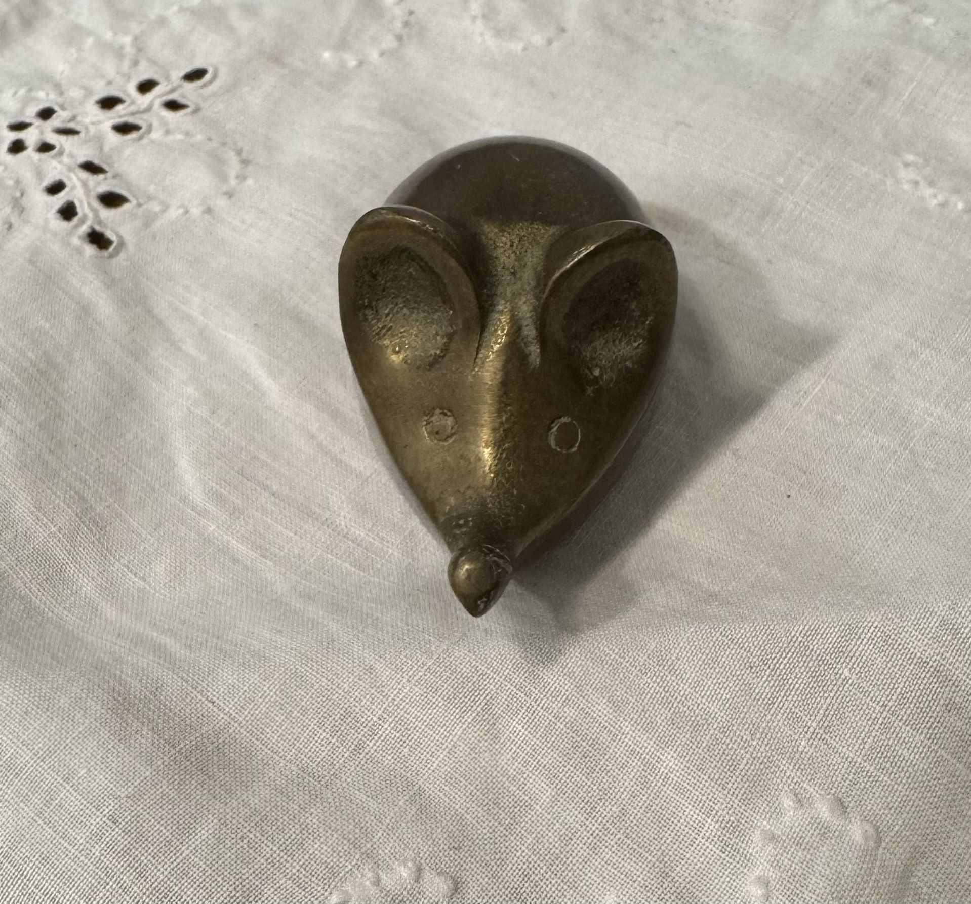 Brass Mouse Figurine  Mid Century Design Heavy Paperweight Missing Tail