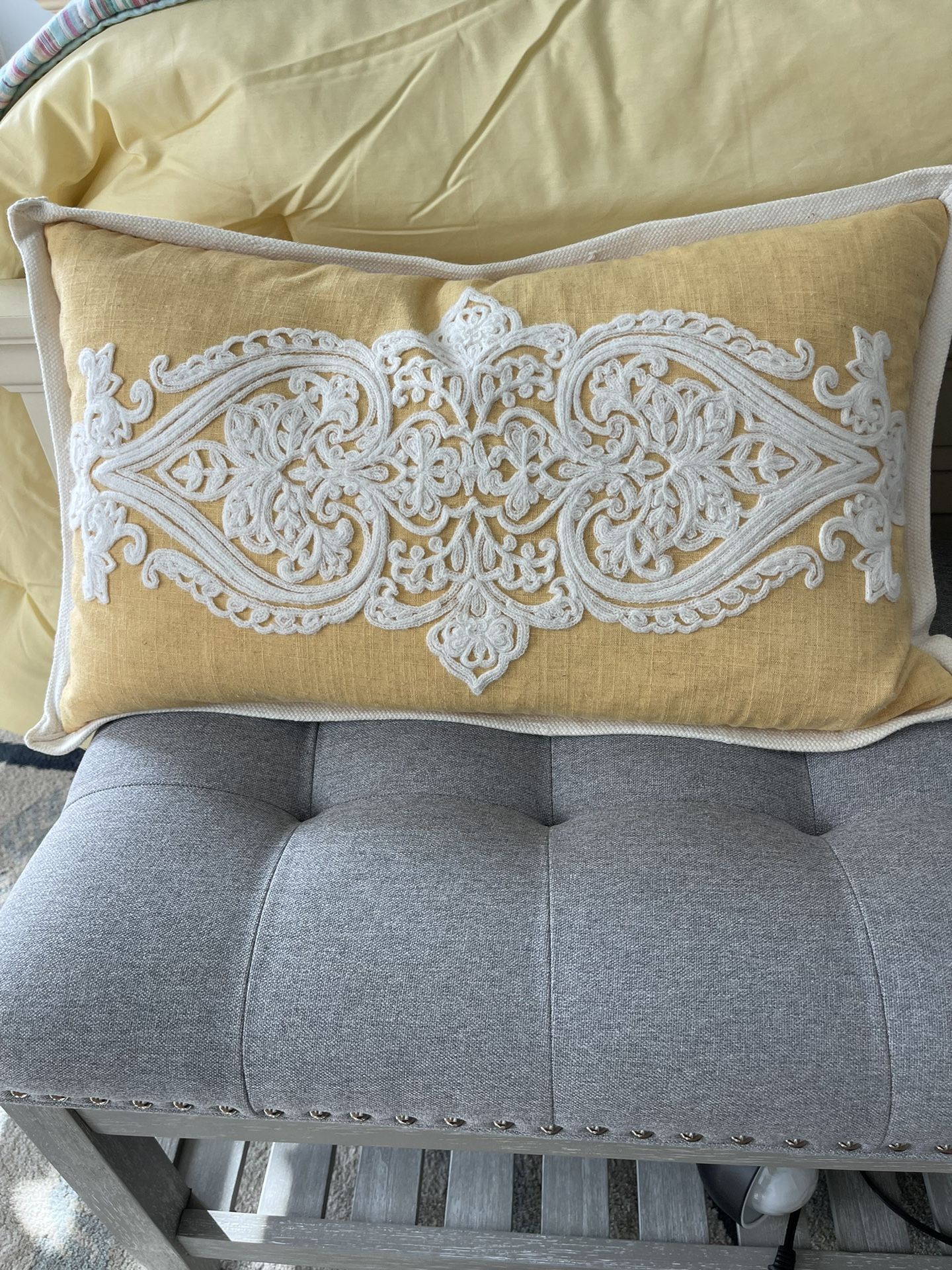 Yellow decorative throw pillow