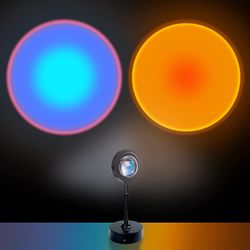 Sunset Projection Lamp Lights - Rainbow Light and Sunset Light 2 in 1 Romantic Atmosphere Light,180 Degree Rotation USB Charging Night Light Visual Am