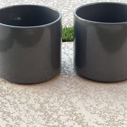 Pair Of Charcoal Grey Gainey Flower Pots Mid Century 