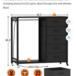 Dresser with clothes rack