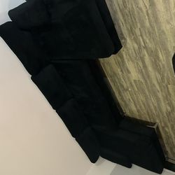 Black Velvet Couch / Sofa Double Chasis (Basically New)