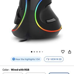 DELUX Ergonomic Vertical Mouse, Wired Ergo Mouse for Large Hands, 6 Programmable Buttons, Up to 12800 DPI, Removable Wrist Rest, Vibrant RGB Backlit, 