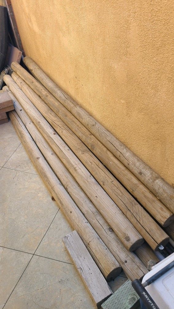 Treated Wooden Landscape Poles 96" Long 3.75" Diameter