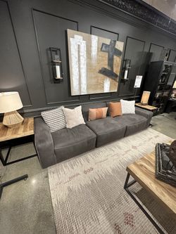 Gunmetal Modular Sectional Sofa w/ Ottoman / 4pc Comfy Couch Sofá Cómodo