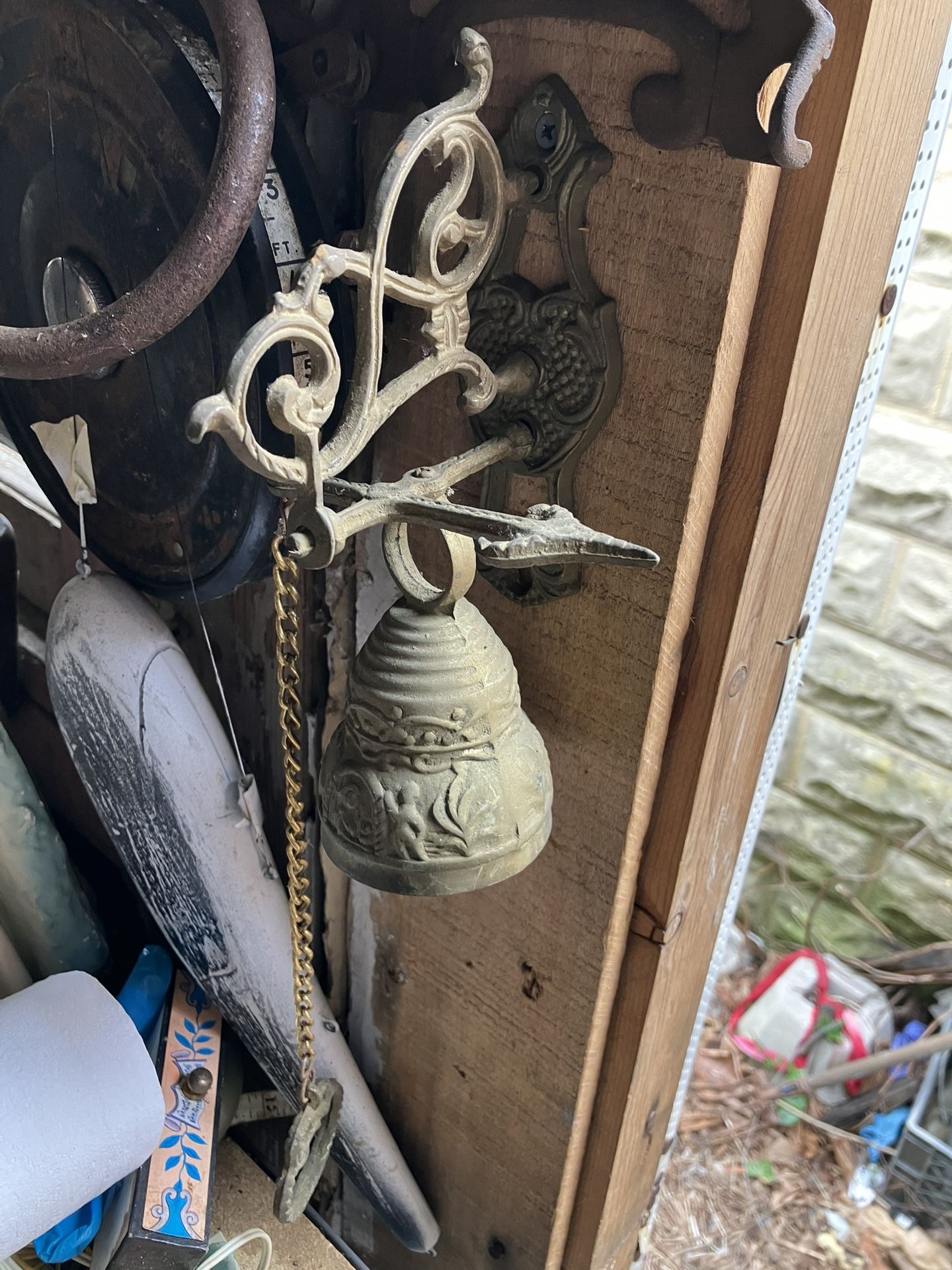 Antique Victorian Manuel door bell wall mount metal Cast Iron