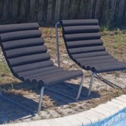 Vintage Mid Century Modern Baughman 70s Sling/ Lounge Chairs