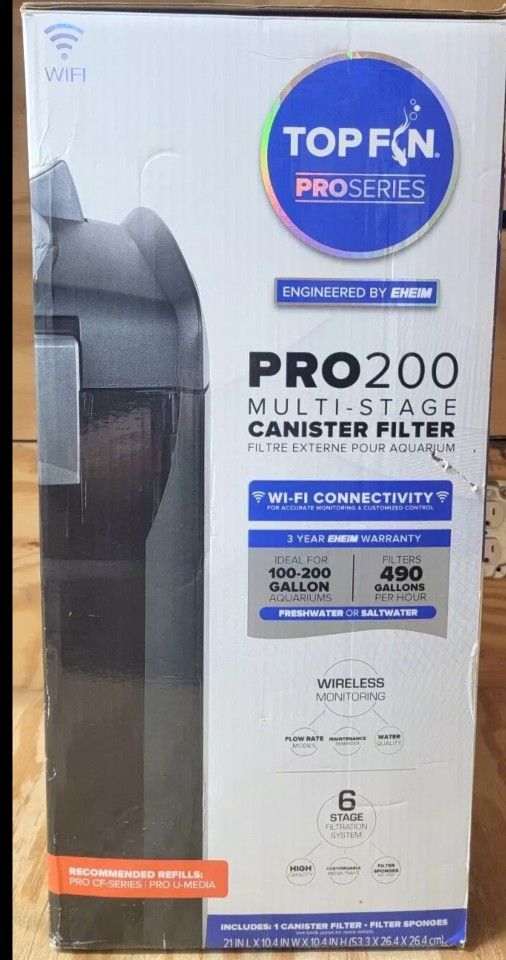 NIB Top FIN Pro 200 Canister Filter WiFi 