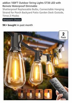 Addlon 100FT Outdoor String Lights ST38 LED 2-Pack