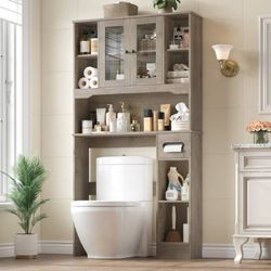 Over The Toilet Storage Cabinet with Toilet Paper Holder Stand, Above Toilet Org