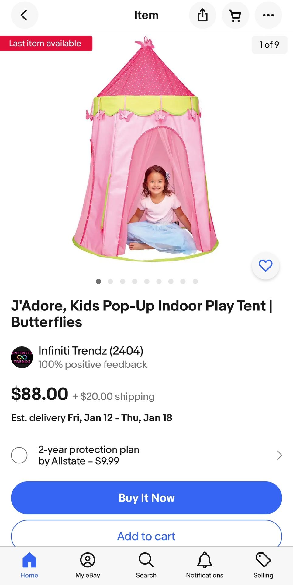 Pink Magical Butterfly Tent For Toddlers