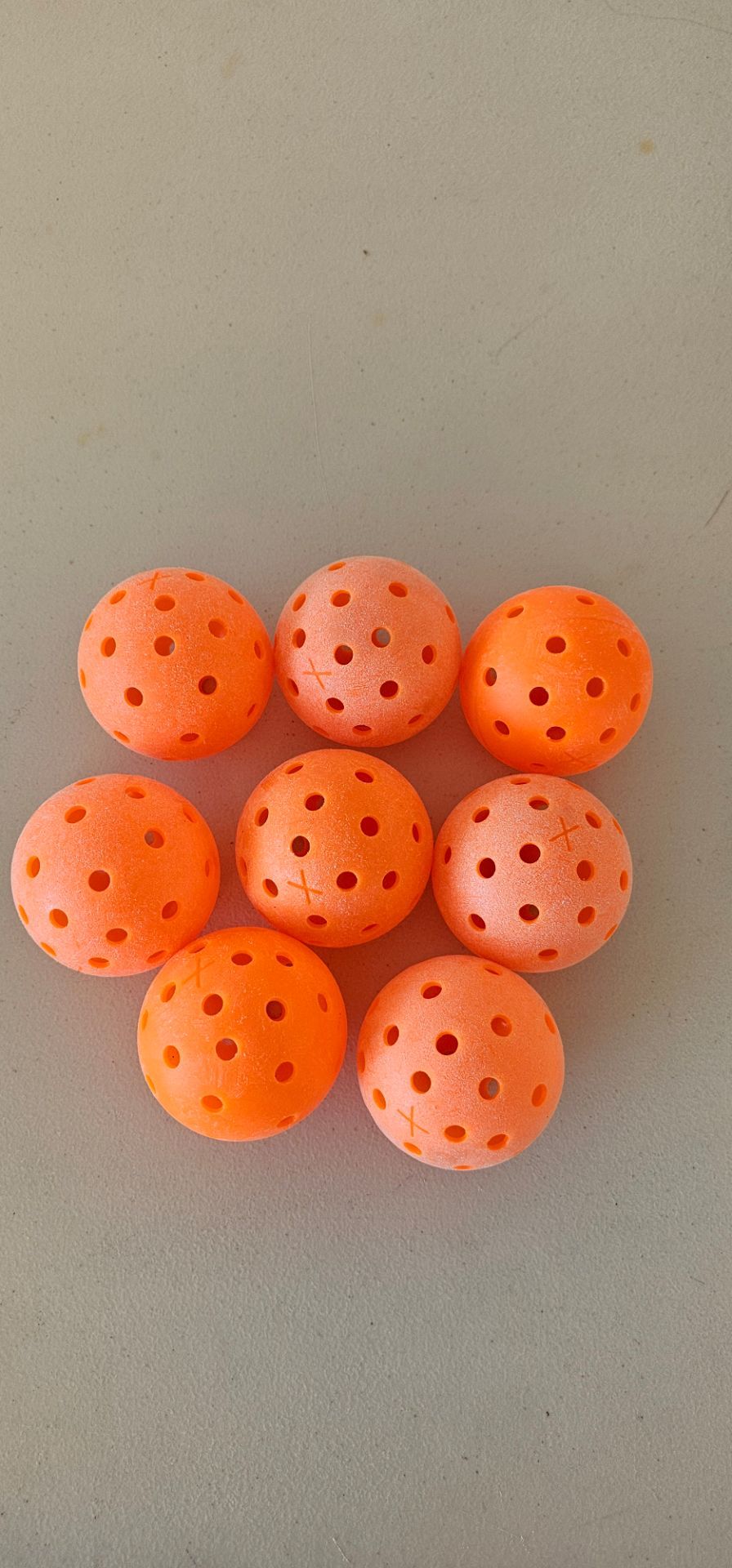 Pickleball Practice Balls – Set of 8 Orange Outdoor Balls