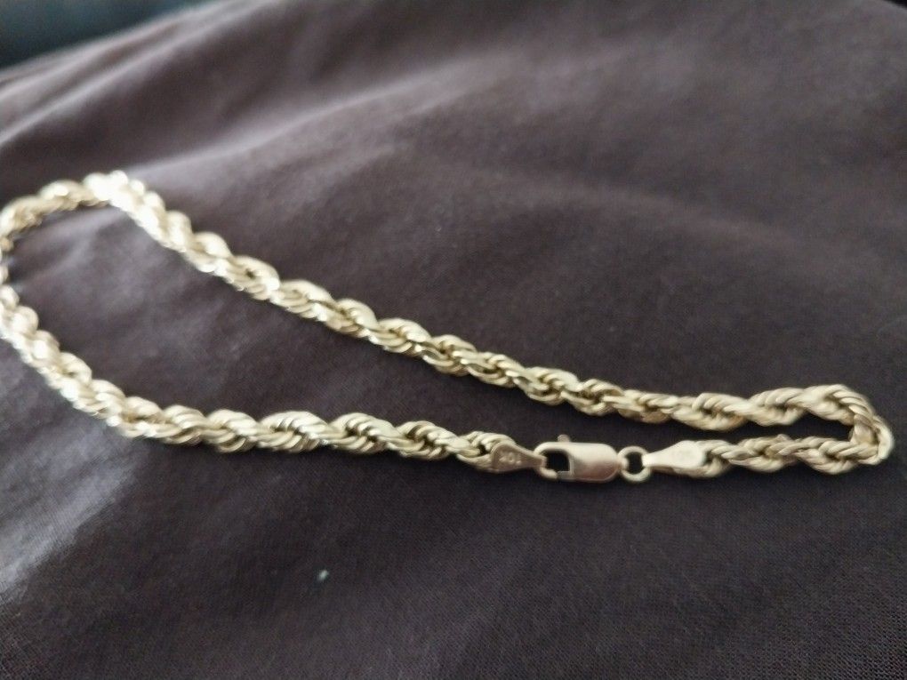 10k Diamond Cut Rope Bracelet 