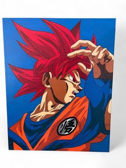 Super Saiyan God Goku Canvas Painting Handmade