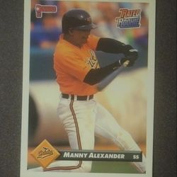 1993 Donruss Manny Alexander Baltimore Orioles #11 Series 1 Rated Rookie Baseball Card Vintage Collectible Sports MLB