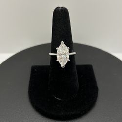 BRAND NEW 14KW 4.03CTW Solitaire Marquee Engagement Ring