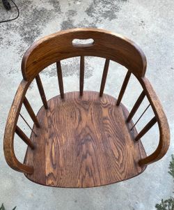 Vintage Solid Oak Spindle-Back Armchair
