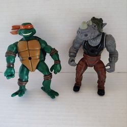 TMNT Michelangelo  and Tocksteady Loose 5" Action Figures
