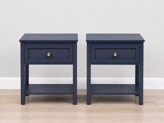 Navy Blue Nightstand Set of 2
