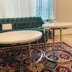 Modern Marble-Style Coffee Tables - Set of 2 (22” & 35”)